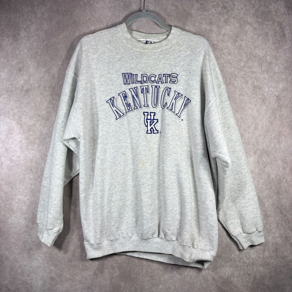 Vintage Kentucky Wildcats Sweatshirt XL Gray NCAA Crewneck Fleece Logo Athletic
